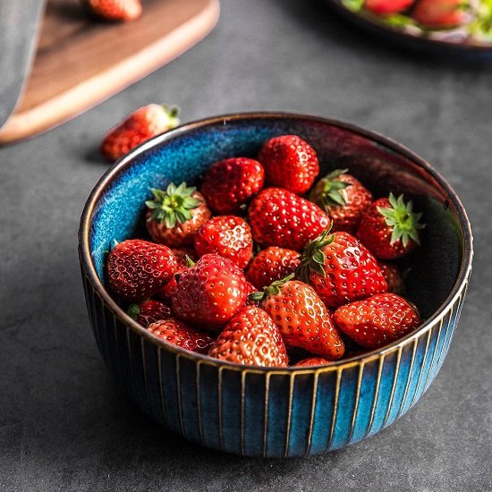 2 Piece Soup Bowl, 18 oz Blue Kitchen Ceramic Grain Bowl Set, Ceramic Kitchen Bowls, Dishwasher Safe Microwave (4.5 Inch)