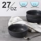 Ceramic Salad Soup Pasta Cereal Bowls 6.5 Inch Stoneware, 27oz Large Bowls Set of 4 for Kitchen, Fruits, Noodle, Salad, Dinner, Oven Microwave Dishwasher Safe Black Gray